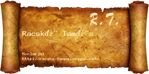 Racskó Tamás névjegykártya
